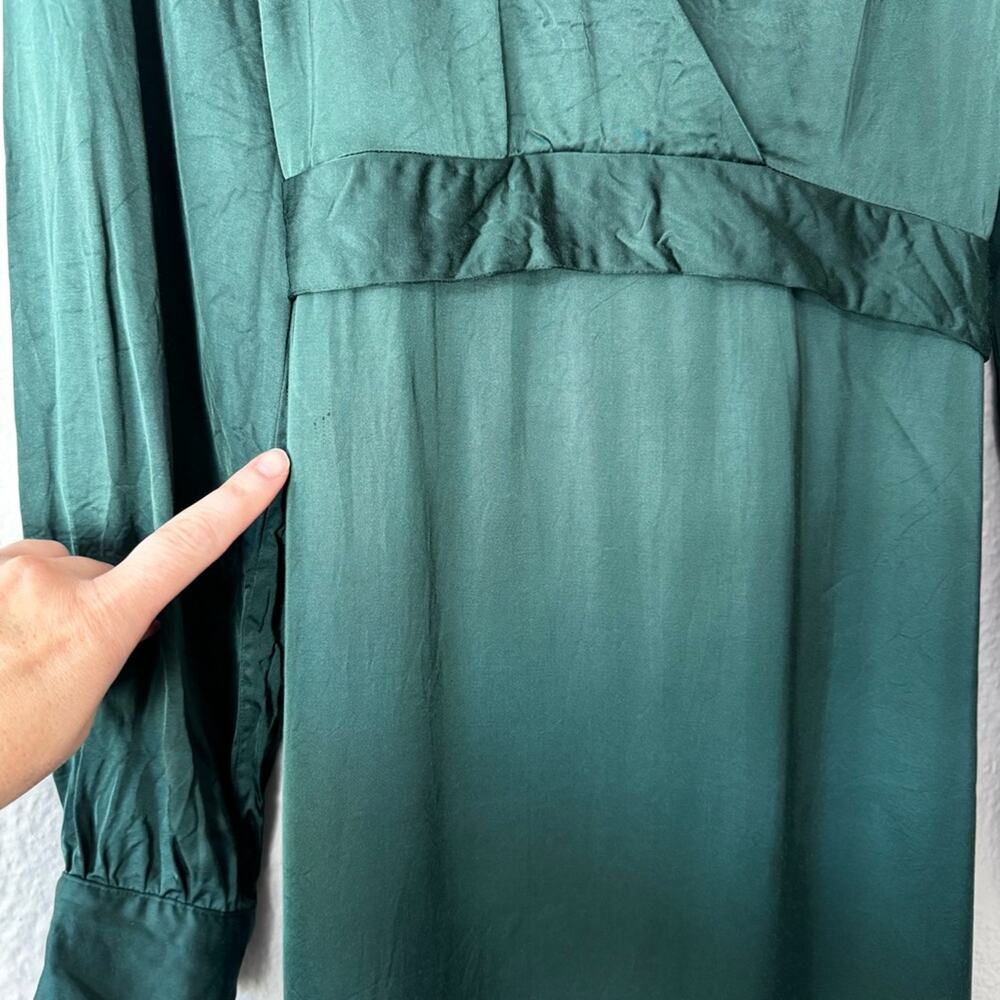 & Other Stories Dark Green Satin Midi Dress Size 6 - Picture 9 of 9
